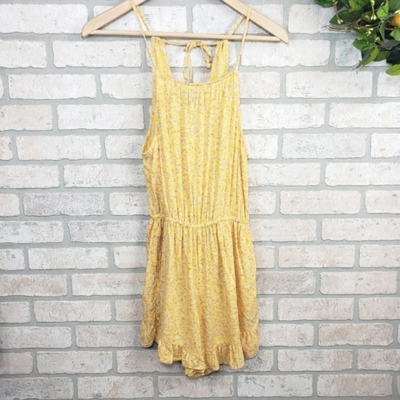 HOLLISTER Floral Sleeveless Romper Yellow Size XS - Picture 7 of 7